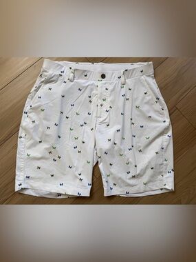 Redvanly Hanover Men's White Butterfly Print Golf Performance Shorts Large